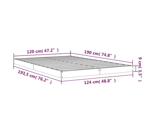 Estructura de cama sin colchón madera maciza blanca 120x190 cm