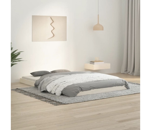 Estructura de cama sin colchón madera maciza blanca 120x190 cm