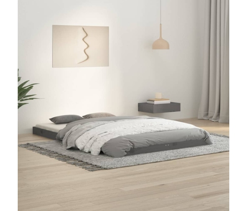 Estructura de cama madera maciza de pino gris 120x190 cm