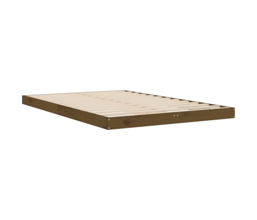 Estructura de cama doble madera maciza marrón miel 120x190 cm