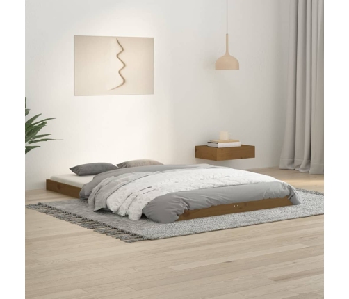 Estructura de cama doble madera maciza marrón miel 120x190 cm