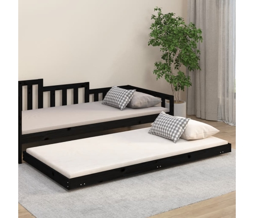 Estructura de cama madera maciza de pino negro 100x200 cm