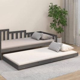 Estructura de cama madera maciza de pino gris 90x200 cm