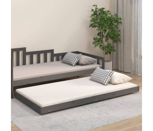 Estructura de cama madera maciza de pino gris 90x200 cm