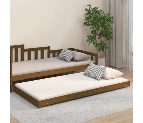 Estructura de cama madera maciza pino marrón miel 90x200 cm