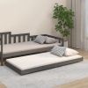 Estructura de cama madera maciza de pino gris 75x190 cm