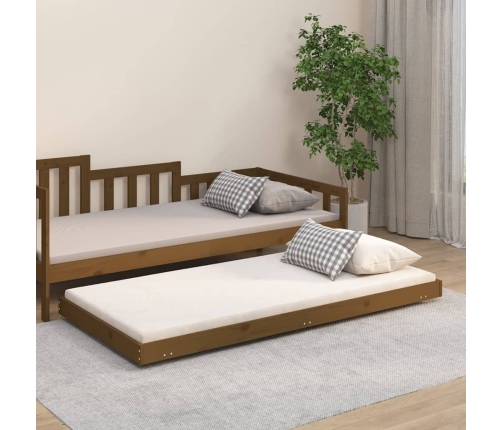 Estructura de cama madera maciza de pino marrón miel 75x190 cm