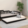 Estructura de cama madera maciza de pino negro 75x190 cm