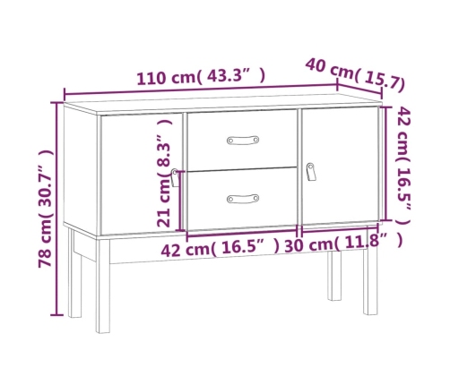 Aparador madera maciza de pino negro 110x40x78 cm