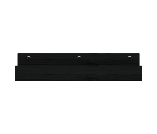 vidaXL Estantes de pared 2 uds madera maciza de pino negro 50x12x9 cm