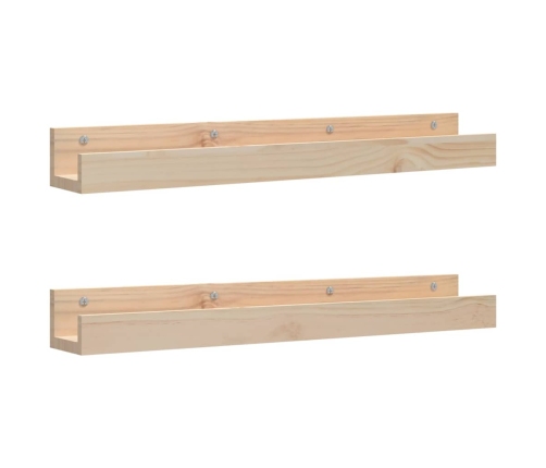 vidaXL Estantes de pared 2 uds madera maciza de pino 80x12x9 cm