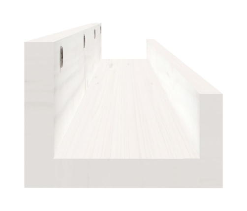 Estantes de pared 2 uds madera maciza de pino blanco 80x12x9 cm