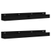 Estantes de pared 2 uds madera maciza de pino negro 80x12x9 cm