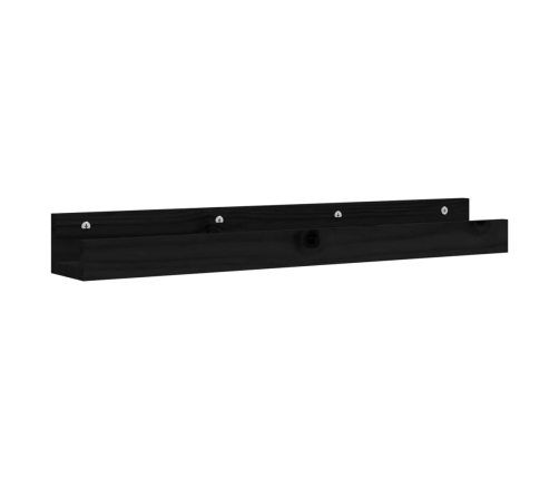 Estantes de pared 2 uds madera maciza de pino negro 80x12x9 cm