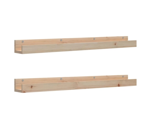 Estantes de pared 2 uds madera maciza de pino 110x12x9 cm