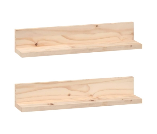 Estantes de pared 2 uds madera maciza de pino 50x11x9 cm