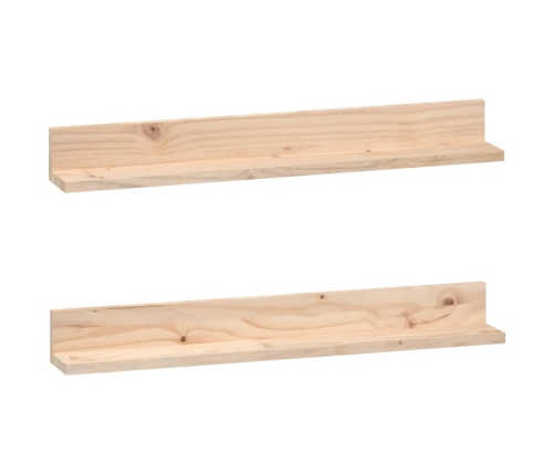 Estantes de pared 2 uds madera maciza de pino 80x11x9 cm