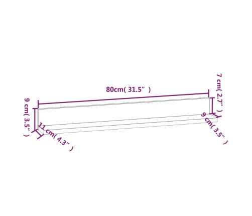 vidaXL Estantes de pared 2 uds madera maciza de pino 80x11x9 cm