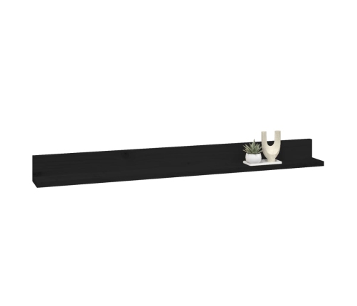 vidaXL Estantes de pared 2 uds madera maciza de pino negro 110x11x9 cm