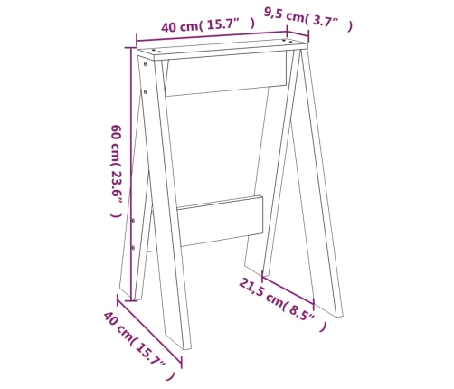 Taburetes 2 unidades madera maciza de pino 40x40x60 cm