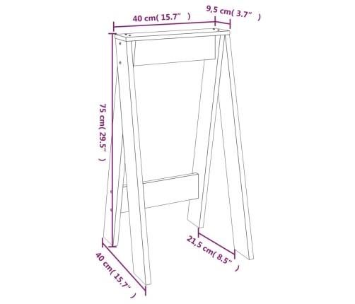 Taburetes 2 unidades madera maciza de pino gris 40x40x75 cm