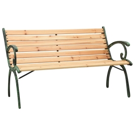 Banco de jardín hierro fundido y madera maciza de abeto 116 cm