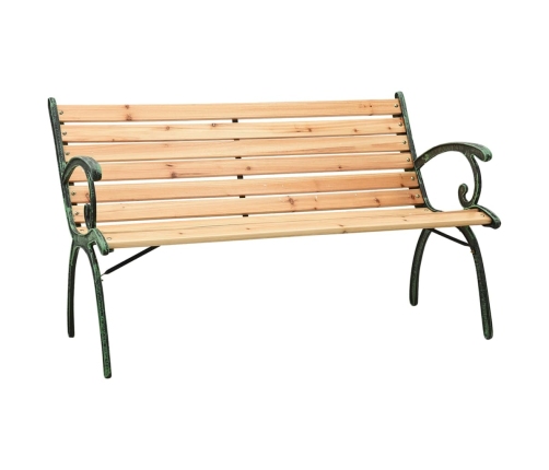 Banco de jardín hierro fundido y madera maciza de abeto 116 cm