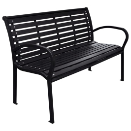 Banco de jardín acero y WPC negro 116 cm