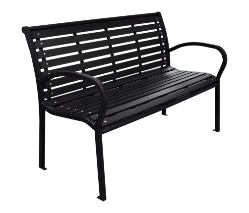 Banco de jardín acero y WPC negro 116 cm