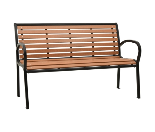 vidaXL Banco de jardín acero y WPC negro y marrón 116 cm