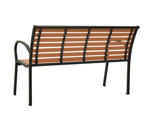 vidaXL Banco de jardín acero y WPC negro y marrón 116 cm