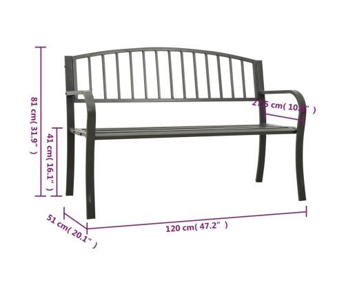 Banco de jardín acero gris 120 cm