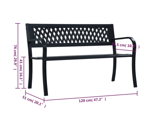 Banco de jardín acero negro 120 cm