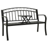 Banco de jardín con mesa acero negro 120 cm