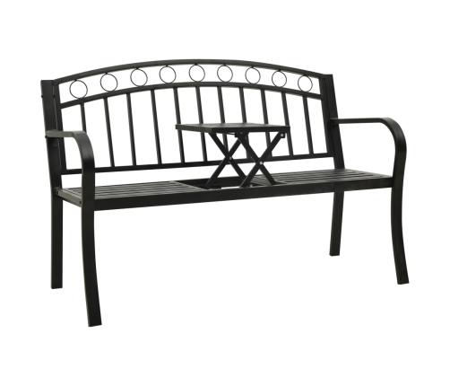 Banco de jardín con mesa acero negro 120 cm