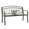 vidaXL Banco de jardín con mesa acero gris 120 cm