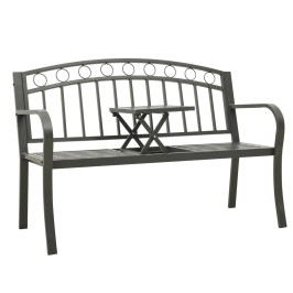 Banco de jardín con mesa acero gris 120 cm