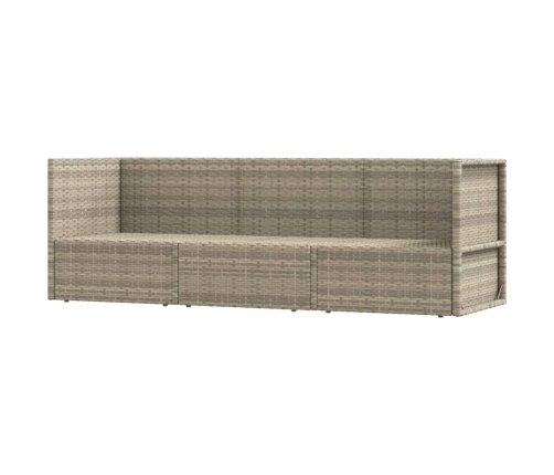Set de muebles de jardín 3 pzas y cojines ratán sintético gris