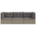 Set de muebles de jardín 3 pzas y cojines ratán sintético gris