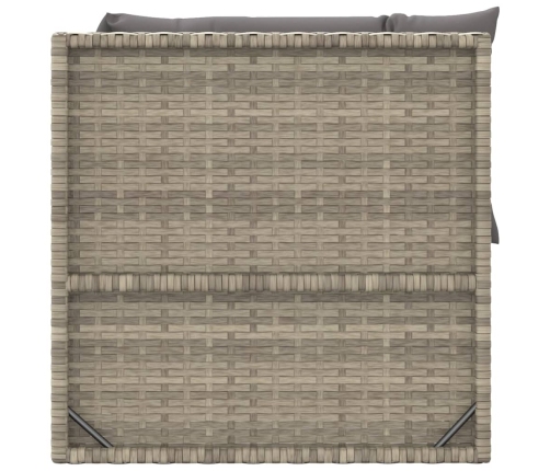 Set de muebles de jardín 3 pzas y cojines ratán sintético gris