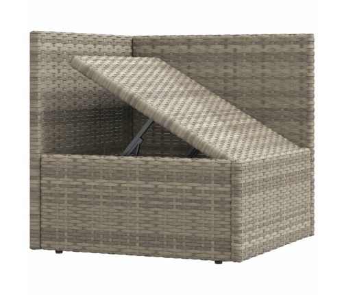Set de muebles de jardín 3 pzas y cojines ratán sintético gris