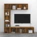 vidaXL Set de estanteria/mueble TV 3 pzas roble ahumado 180x30x180 cm