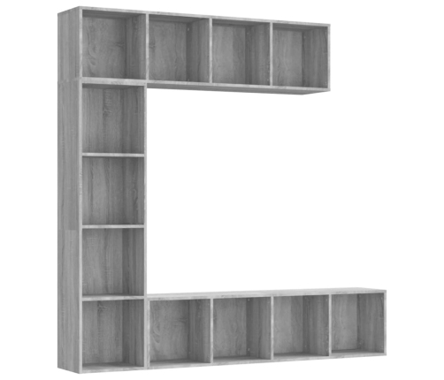 Set de estantería/mueble TV 3 pzas gris Sonoma 180x30x180 cm