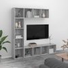 Set de estantería/mueble TV 3 pzas gris Sonoma 180x30x180 cm