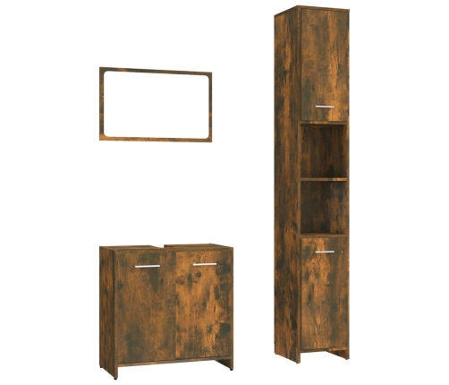 Set de muebles baño 3 pzas madera contrachapada roble ahumado