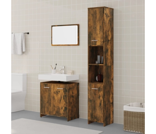 Set de muebles baño 3 pzas madera contrachapada roble ahumado