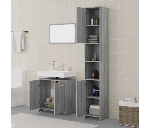 Set de muebles de baño 3 pzas madera contrachapada gris sonoma