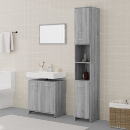 Set de muebles de baño 3 pzas madera contrachapada gris sonoma