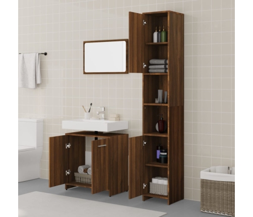 Set de muebles baño 3 pzas madera contrachapada roble marrón