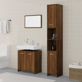 Set de muebles baño 3 pzas madera contrachapada roble marrón